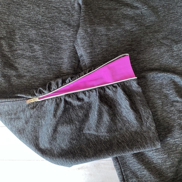 Tangerine Cropped Athletic Leggings capris pants Side zip purple mesh high rise - Picture 3 of 6